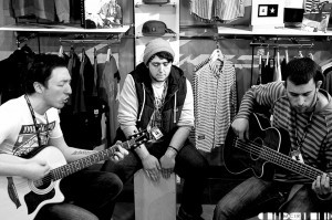 Silver Coast playing an acoustic set at Creative Skate earlier in the day