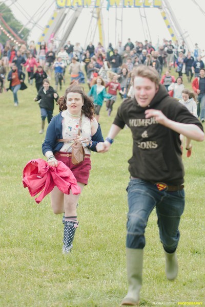 The run down the hill as fans are allowed into the arena at 2012